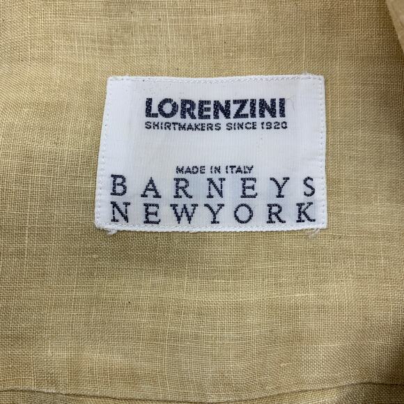 Lorenzini Linen Button Up Shirt Barneys New York Yellow Summer - Picture 2 of 7